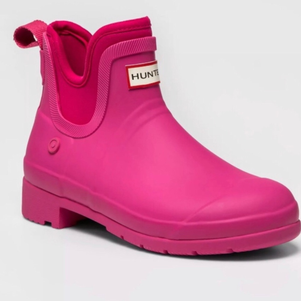 Pink Hunter Boots Short. Size 8